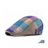 Bérets Simple Sboy Chapeau Plaid Couleur Béret Casual Street Caps Unisexe Sauvage Octogonal Brim Cap Pour Hommes Hiver Printemps Chapeaux Drop Livraison Othqx