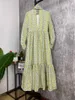 カジュアルドレスセール!!! 10.29ビンテージファッションタートルネックボウバンデージデザイン花柄のプリント長い女性フリルコットンバックレスドレス