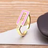 Anillos de boda Fashion 8 Colores Aceite de goteo Abertura coreana Simple Geométrico Hollow Rectangle Circón Accesorios para fiestas de joyería Weddingweddingw