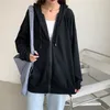 Women's Two Piece Pant Sweatshirt Jacket Winter Clothes Female Zip Up Oversize Hoodies Casual Loose Black Brown Hoodie Vintage Fleece Pullover 230204