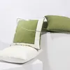 Kudde blå linje broderi grönt täcke 45x45 cm soffa för heminredning geometrisk svart vit gitter vardagsrum