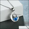 Подвесные ожерелья синее опаловое ожерелье Бохо сетром Цвета животных для женщин Симпатичная звездная луна Свадебная ожерель
