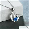 Anhänger Halsketten Blaue Opal Halskette Boho Silber Farbe Tierkette für Frauen Niedliche Stern Mond Eule Hochzeit Necklac Yzedibleshop Drop Del Dhojp