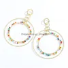 Dangle Chandelier Fashion Double Layer Geometric Round Earrings For Women Girl Boho Cz Beaded Statement Earring Hand Jewelry Drop D Dhcgf