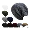Beanie/Skull Caps Casual Sticked Beanie Hat Winter Men Warm Slouchy Skl virkning Manlig baggy Cap Fashion Accessories Drop Delivery Hat Otzpk