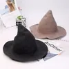 Wide Brim Hats Along The Sheep Wool Cap Knitting Fisherman Tall Hat Female Fashion Witch Pointed Basin Bucket Accessories