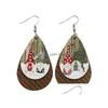 Dangle Chandelier Fashion Jewelry Pu Leather Earrings Double Layer Christmas Santa Claus Snow Faux Drop Delivery Dh6Zv