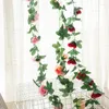 Flores decorativas 16 Fake Silk Rose Vine Artificial Hanging Garland para Casamento Decoração de Artesanato de Garda de Parque de Parque de Casamento ao ar livre