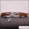 Bracelets porte-bonheur mode sensibilisation au cancer du sein espoir pour femmes hommes ruban amour Veet corde corde Wrap bracelet bricolage bijoux faits à la main Dro Otuf1