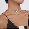 Chokers uts￶kta stora gl￤nsande strass choker halsband f￶r kvinnor ons brud sexig kort kedja kedja nacke smycken fest g￥vor sl￤pp dhfhe