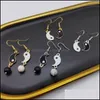 Charm Women Asymmetric Gossip Tai Chi Yin Yang White Black Friendship Couple Pendants Dangle Earrings Jewelry Drop Delivery Otvh0