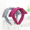 Headbands Fashion Women Headband Wide Side Big Bowknot Hairband Solid Color Casual Headwear For Adt Hair Accessories Drop Delivery J Dhvkf