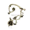 Ear Cuff Fashion Jewelry Retro Punk Style Metal Hollowed Out Rose Ears Hang Single Piece Clip Earrings Earhook Drop Delivery Dhkh1