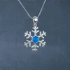 Pendant Necklaces Boho Female White Blue Necklace Rose Gold Silver Color Wedding Cute Crystal Snowflake Opal For WomenPendant