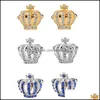 Boutons de manchette Crystal Crown Boutons de manchette Femmes Gold Sier Émail Chemise Français Pour Hommes Mariage Fiançailles Bijoux De Mode Cadeau BK Drop Deliv Ot6Mx