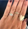 Wedding Rings Gold Silver Color Female Anillos Open Midi Mid Finger Knuckle CZ HEART SHAPE Gift For Women Fashion Jewelry