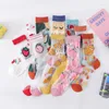 Women Socks 2023 Summer Novelty Harajuku Medium Tube Sokken Femme Crystal Silk Tide Funny Fruit Happy Casual Sox