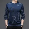 Men's T-Shirts BROWON Sprign Autumn Black T Shirt Men Long Sleeve O-neck Collar Fashion Trend Letter Print Slim T-shirt for Men Street Wear 230204