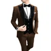 Men's Suits & Blazers 2023 Suit 3 Pieces Casual Slim Fit Black Notch Lapel Vest Man Tuxedos For Wedding Party (Blazer Pants)