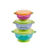 Bowls 3pcs/set Baby Suction Cup With Lid Spill-Proof Infant Feeding Dish Drop Resistance Sucker Dinner Plate CANQ889