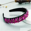 Headbands Vintage MTI Cor Cristal Headband para Mulher Elegante Geométrica Gem Diamante Frisado Hairband Meninas Festa Tiara Coroas Drop D Dhqm5