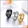 Band Rings Classic Mens 8Mm Stainless Steel Brushed Surface Wedding Unisex Engagement Jewelry Size 613 Drop Delivery Otico