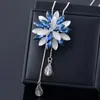 Pendant Necklaces Sparkling Blue White Red Cubic Zirconia Necklace For Women Silver Color Adjustable Long Chain Jewelry 2023 MY394 SSKPendan