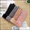 Five Fingers Gloves Women Winter Touch Sn Female Suede Fuzzy Warm Fl Finger Lady For Outdoor Sport Driving Drop Delivery Fashion Acc Ot39B