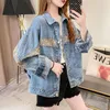 Damenjacken All Match Frauen Denim Mantel Mode Jean Jacke Lose Lässige Paillette Lange Weibliche Tops Frühling und Herbst 2023 Q386