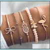 Bracelets de charme Ensembles de style bohème pour femmes Coquillage de mer Carte Tortue Ananas Coeur Lotus Lune Pierre Naturelle Perles Chaînes Bracelet Boho Otyy5