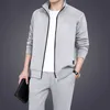 Erkekler Trailtits Erkekler Sıradan Takipleri Spor giyim Ceketleri Pantolon İki Parça Setleri Erkek Moda Katı Jogging Suit Erkek Kıyafetleri Gym Giyim Fitness 230204