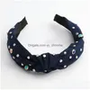 Headbands Fashion Ladies Satin Cloth Rhinestone Knotted Wide Bed Headband Women Widebrimmed Hair Bands Headwear Drop Delivery Jewelr Dhyif