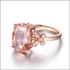 Com pedras laterais requintadas e luxuosas de borboleta morganita rosa an￩is de diamante 18k j￳ias colorf de ouro rosa wome yydhome dr dhvjl