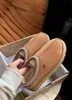 Tasman Terlik Kestane Kürk Slaytlar Koyun derisi Shearling Tazz Classic Mules Kadın Erkekler Ultra Mini Platform Bot Slip-On Ayakkabılar Süet Üst Sonbahar Kış Uggity