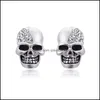 Stud Skeleton Earrings For Women Men Jewelry Halloween Ear Post Antique Sier Color Skl 1 Pair Drop Delivery Ottci