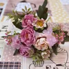 Decorative Flowers Artificial Silk Rose 4 Head 5 Small Bud Bouquet Wedding Home Retro Fake Flower Party DIY Decoration
