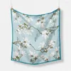 Foulards 53 cm Style Chinois Blanc Magnolia De Luxe Femme Soie Carré Écharpe Bandana Bandeau De Mode Hijab Musulman Foulard En Plein Air