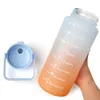 Wasserflaschen 2 -Liter Wasserflasche mit Strohmädchen weibliche Mädchen große tragbare Reiseflaschen Sport Fitness Cup Sommer Kaltes Wasser mit Zeitskala 230204