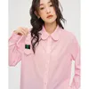 Chemisiers pour femmes Chemises Toyouth Femmes Chemises Automne Manches Longues Pétale Col Polo Chemisier Fleur Broche Rose Violet Chic Casual Streetwear Tops 230204