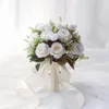 Decorative Flowers Bride Bouquet Bridesmaid Wedding Flower White Artificial Roses Bridal Bouquets Marriage Accessories