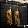 Dingle ljuskrona vintage kvinnor guld indiska ￶rh￤nge smycken damer retro runda klocka l￥ng tassel jhumka ￶rh￤ngen oorbellen drop deli dhdxx