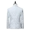 Men's Suits Men Tuxedo Casual Suit White Floral Shawl Lapel Jackets One Button Party Wedding Groom Prom Costume