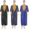 Vêtements ethniques Robe longue africaine femmes Dashiki or broderie grande taille 3XL 4XL Maxi femme vêtements bleu Robe Vestido S2913