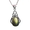 Pendant Necklaces Necklace Natural Labradorite Blue Light Gems Healing Stone Women Fashion Sliver 30 16mm