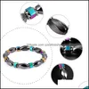 Beaded Strands Rainbow Magnetic Hematite Bracelet For Women Power Healthy Black Gallstone Beads Chains Bangle Men S Fashion Handmad Otjnt