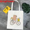 Shoppingväskor capybara väska canvas shoppare eco jute återanvändbar ecobag reciclaje sac tissu