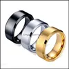 Band Rings Classic Mens 8Mm Stainless Steel Brushed Surface Wedding Unisex Engagement Jewelry Size 613 Drop Delivery Otico