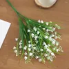 Decorative Flowers Artificial White Valley Lily Fake Plastic Bell Orchid Wedding Decoration Bridal Bouquet Home Office Desk Decor