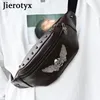 Поясные сумки JIEROTYX, винтажная поясная сумка с заклепками и черепом для женщин, роскошная дизайнерская кожаная сумка, коричневая 230204