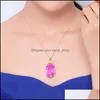 Colliers pendentifs plaqué or pêche en forme de coeur collier de diamants roses sexy luxueux et noble grande pierre ovale en vrac avec colorf Tre Dhkgx